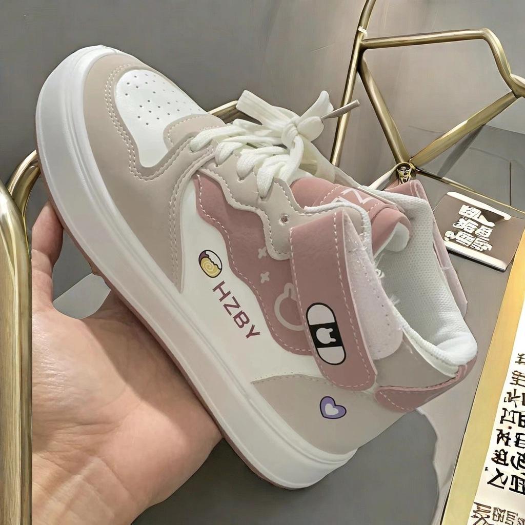 

Черно-белые высокие кеды, новые маленькие белые туфли, женская обувь, милые студенческие спортивные и повседневные кеды на платформе, женские универсальные модели Гочао 40 бежевый