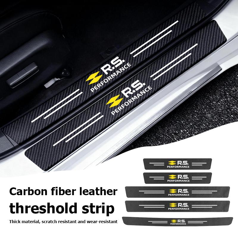 4pcs Carbon Fiber Car Sticker Door Threshold Waterproof Decal For Renault Clio Dacia RS Megan Scenic Logan Laguna Kadjar Duster R111