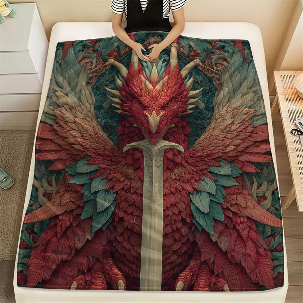 Red Dragons  Print Flannel Blanket, High quality Comfortable for All Seasons, Home Decor, Warmth and Comfort 80cm x 120cm