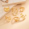 Salircon 6Pcs/set Vintage Irregular Gold Color Open Ring for Women Classic Geometry Smooth Metal Finger Ring Couple Jewelry Gift