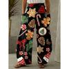 Plus Size Fashion Women  Casual Loose Christmas Printing Long Wide Leg Yoga Pants Pocket Lounge Pants Pajama Pants