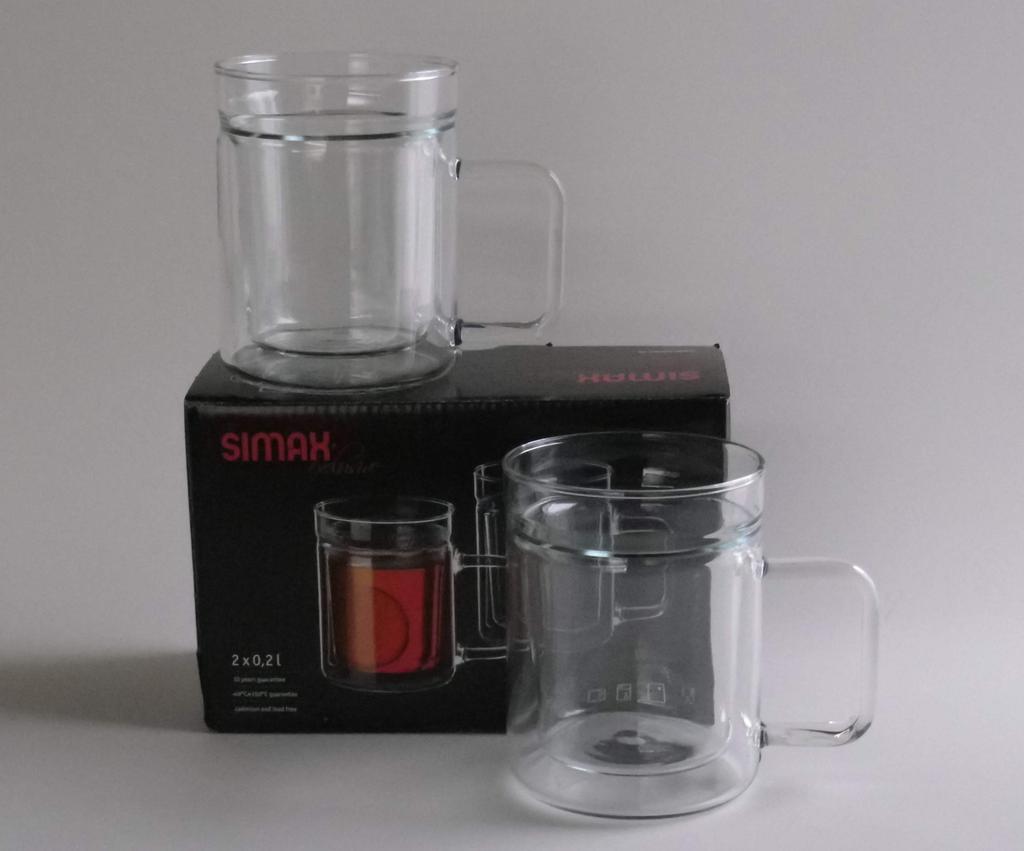 Czech made glass SIMAX double wall mug set of 2 heat-resistant