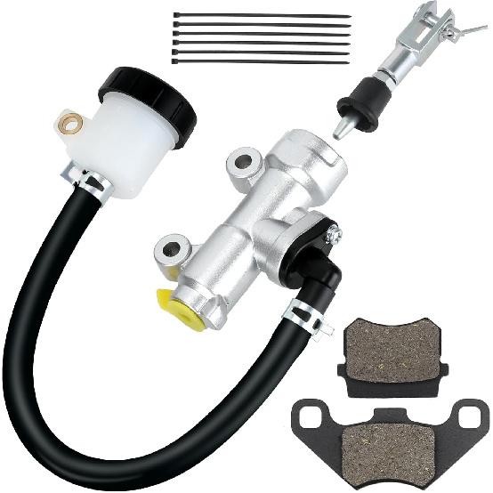 KT196 Brake Master Cylinder With Brake Caliper Pads Assembly Compatible With 196Cc 6.5Hp Coleman KT196 Go Kart 200GK Go Cart Powersports Parts