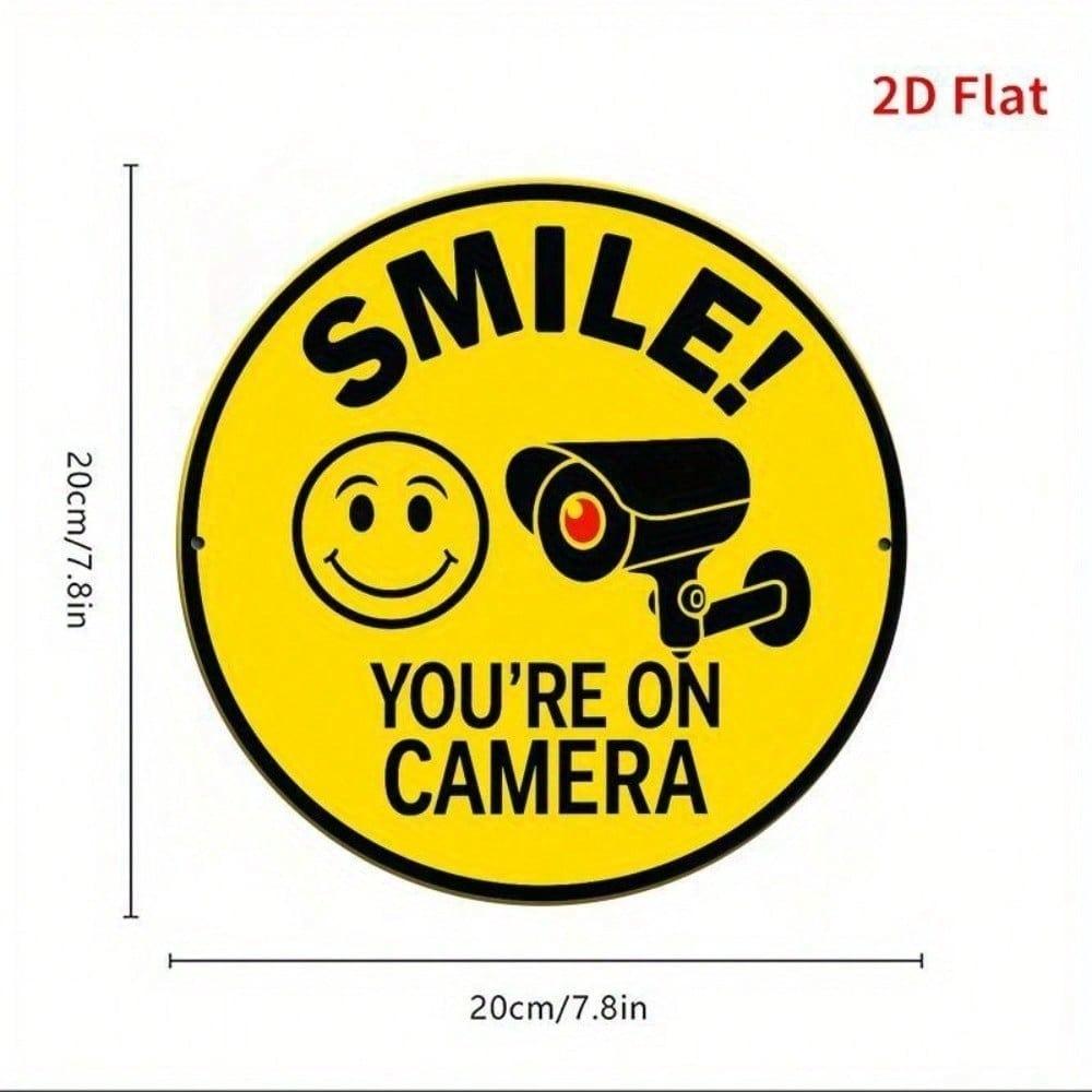 1pc Smiling Face Metal Sign, 2D Flat Printed Wall Decor, 7.87x7.87in Easy Hang Plaque for Bedroom Kitchen Dining