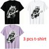 Fun Rock Guitarist Cat Pattern Print Men's T-shirt Summer Men's and Women's Casual Fashion Tops Men's Short Sleeve T-shirt Oversize Clothing