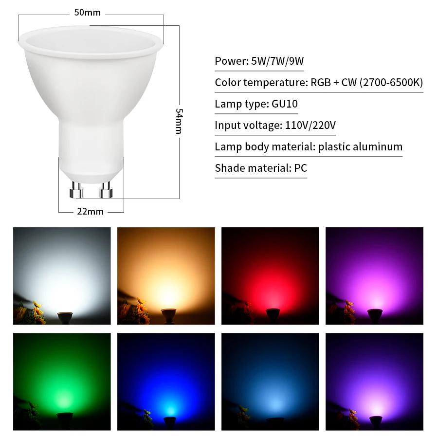 Tuya Smart WiFi GU10 LED Bulb Inteligent Alexa Lamp Spotlight 220V 110V 5W 7W 9W Smart Life APP Control Works with Google Home