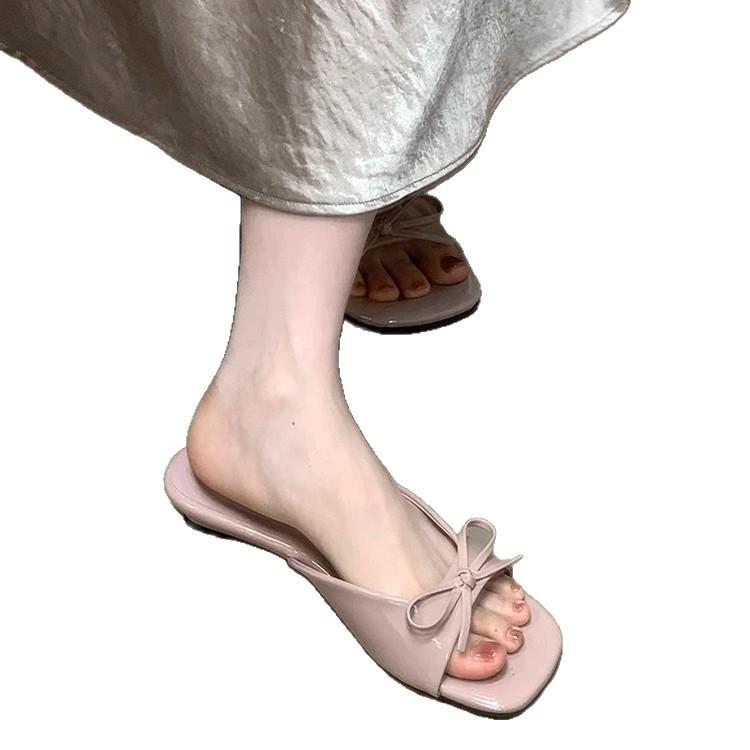 Fairy Wind Gentle Bow Open-toed Slippers Female Summer Wear with Skirt Beautiful Fashion Sandals Female Shoes