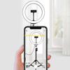 W89C 7.6in LED Selfie Ring Lamp with Tripod Stand and Cellphone Holder for Mobile Phone Live Fill Light Vlog Video Light