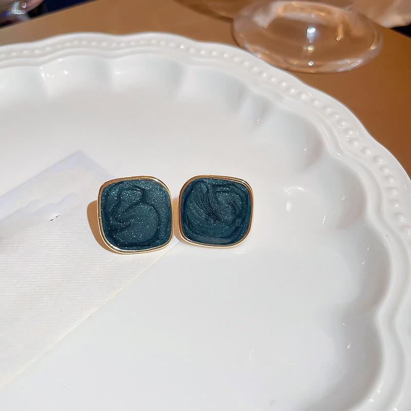 Silver Needle Butterfly Heart Earrings with Blue Gradient Drip - Elegant Autumn/Winter Studs