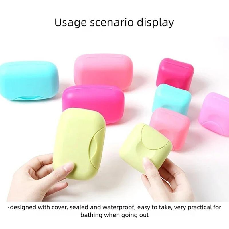 S/L Sizes Portable Travel Soap Box Bathroom Home Plastic Soap Holder Soap-Boxes with Cover Candy Color BXFZH02