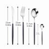 4pcs Black Gold Stainless Steel Fork Spoon Knife Chopsticks Tea Spoon Flatware Set