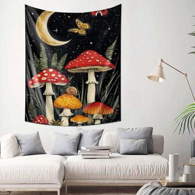 Psychedelic Mushroom Night Sky Wall Hanging Decoration  Elegant Home Decor Tapestry