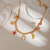 Fruit Series Strawberry Necklace Loveheart Love Chain Choker France Style Cherry Bracelet  Spring