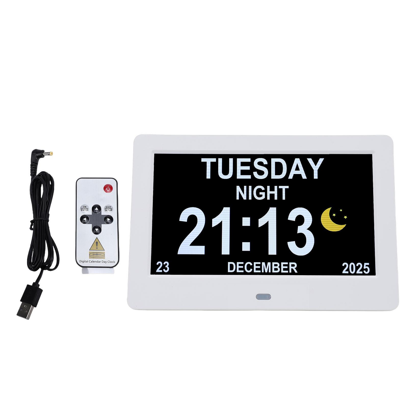 Koogeelife Digital Calendar Clock 7In Large Display Date Time With Reminders Day Night Dimmable Key Remote Control