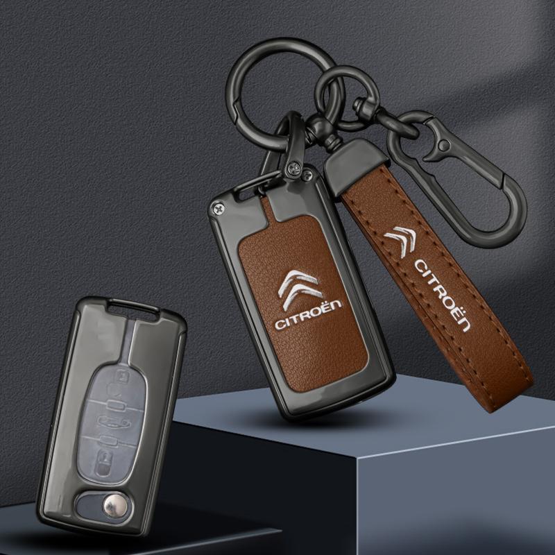 Zinc Alloy Leather Car Flip Remote Key Case Cover Protector Shell Fob Auto Accessories For Citroen C1 C2 C3 C4 C5 XSARA PICA