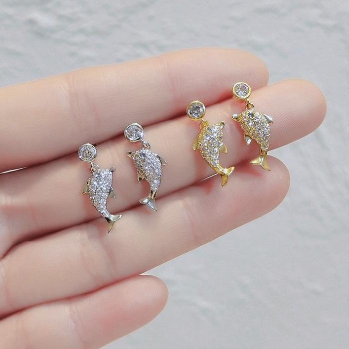 Sea Life Earrings Temperament Earrings Dolphin Earrings Women'S Tide Ear Jewelry