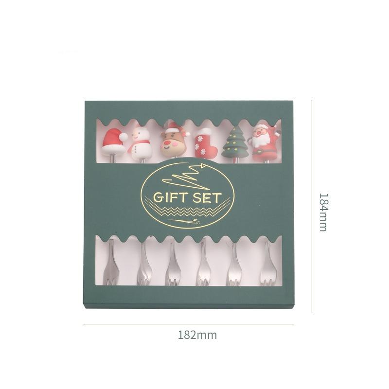 4/6ks Vánoční sada vidliček a lžic Nerezová ocel Kreativní stolní nádobí Dárková sada