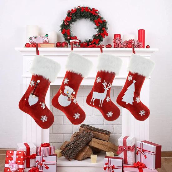 

Рождественская елка Санта-Клаус Снеговик С узором снежинки Рождественский чулок с плюшевой подкладкой Светящийся рождественский подарочный пакет с конфетами