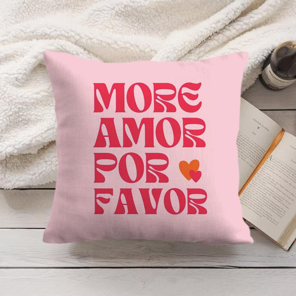 Colorful Maximalist More Amor Cushion Cover Short Plush DoubleSided Printing Home Machine Washable In Warm Winter Pillow Cover