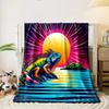 Vibrant Iguana at Sunset print blanket soft and cozy perfect for the living room bed sofa or a nap,gift