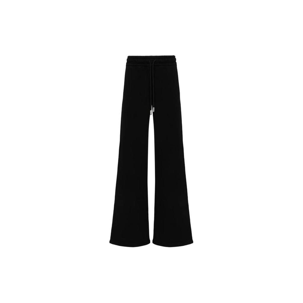 Off-White Solid Color Lace-Up Wide-Leg Casual Pants Loose Fit Women bottoms Black OWCH022S24FLE0021010