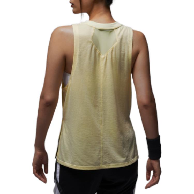 Jordan Solid Color Logo Breathable Round Neck Tank Top Women Tops Light-Lemon-Green FB4630-821