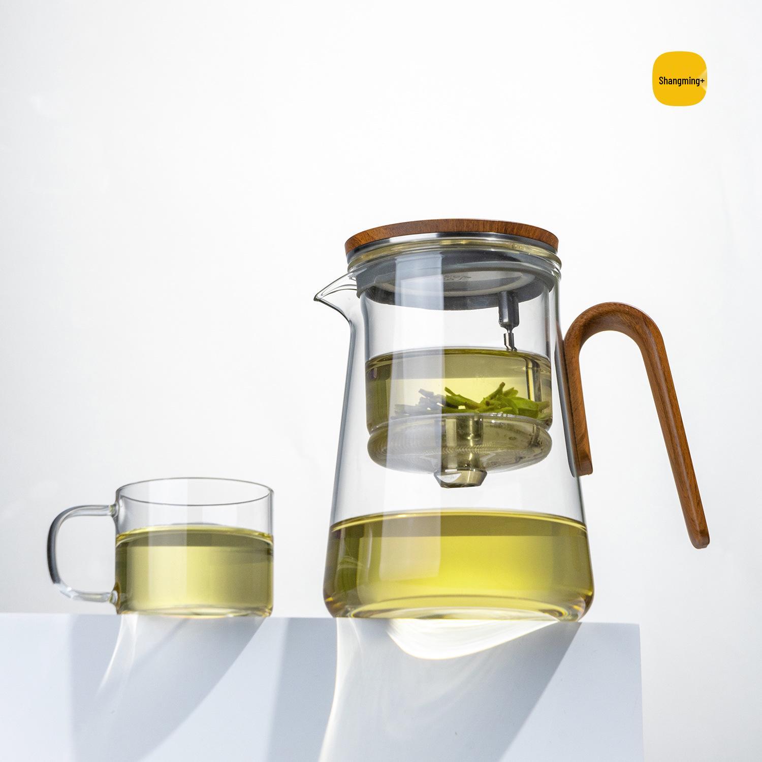 Bangtian Magnetic Levitation Glass Tea Infuser with Walnut Wood Cup and Liner Tea Set.