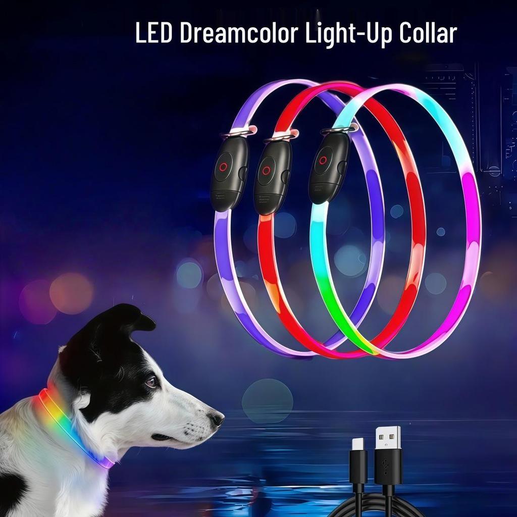 Coleira e Guia LED Mágica Luminosa para Cães e Gatos 2025: Presente de Segurança Noturna para Pet