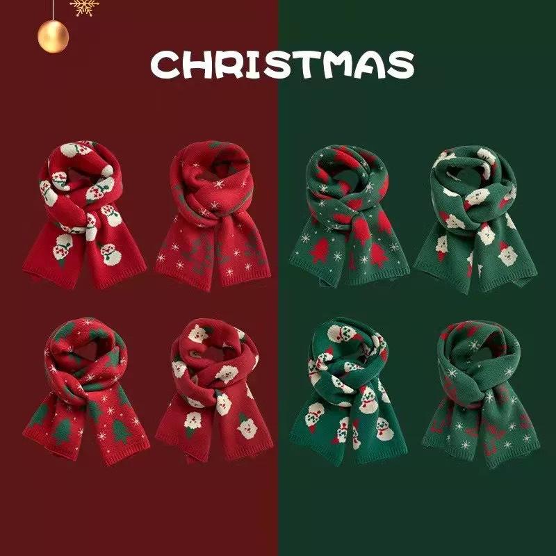 Fashionable Christmas Elk Snowman Scarf Warm Shawl Red Scarf Student Couple Christmas Gift Winter Warm Neck Protection Scarf