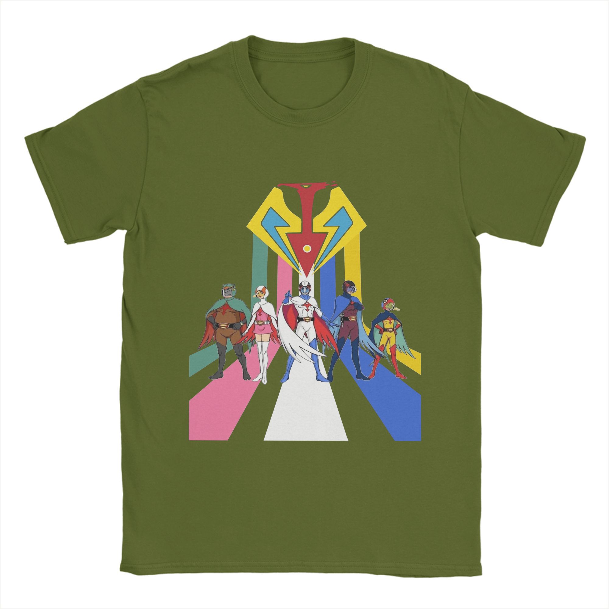 

Funny Battle of the Planets Gatchaman T-Shirt for Men Round Neck Pure Cotton T Shirt Short Sleeve Tee Shirt Plus Size Tops 4XL