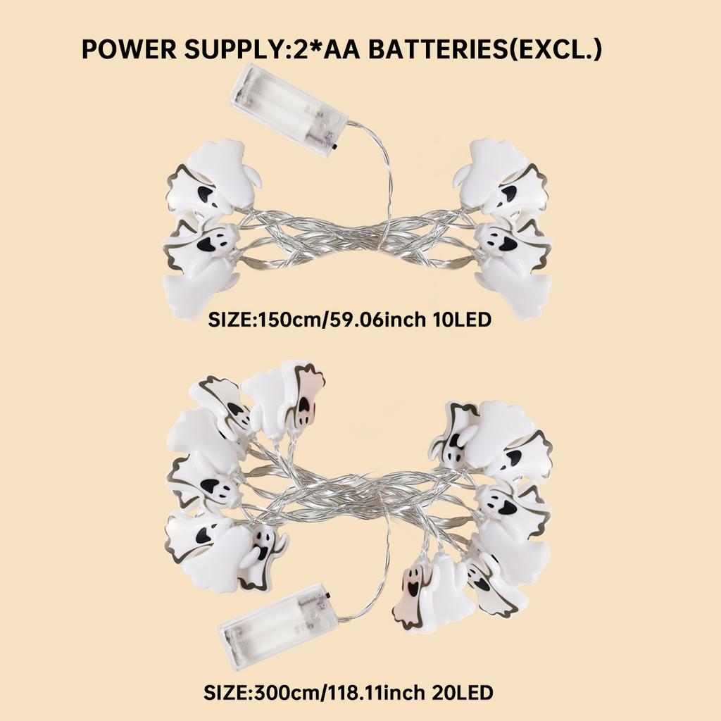 1pc Halloween Ghost Decorative String Lights Atmosphere Spooky Light Battery Powered For Home Halloween Party Festival Decor