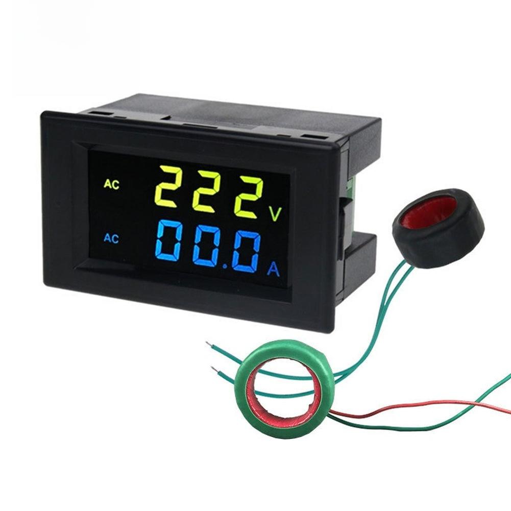 1pc Dual Display LCD Digital AC Voltmeter Ammeter 80-500V 100A Current Voltage Meter For Electrical Systems
