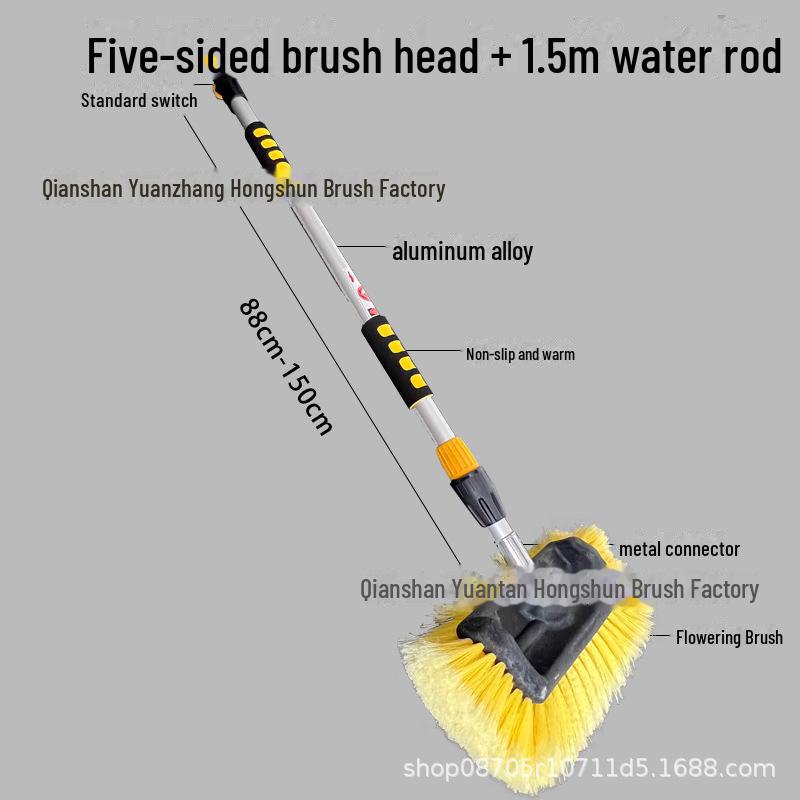 Telescopic Car Cleaning Brush with Soft Bristles, Long Handle, and Absorbent Mop Head
