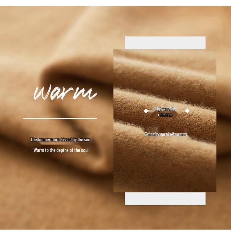 Men's Plus Size High Neck 100% Pure Wool Sweater - Loose Fit, Solid Color Pullover Knitwear