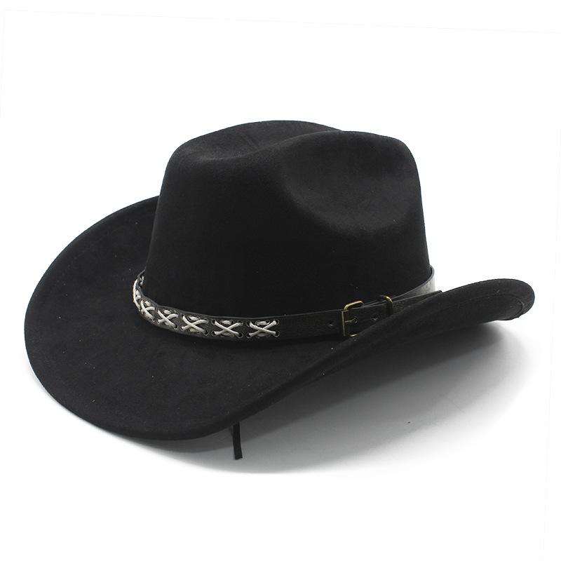 Vintage Tibetischer Zylinder Western Cowboyhut Sonnenhut Herren- und Damen-Ein-Wort-Oberteil Wildlederhut Ritterhut