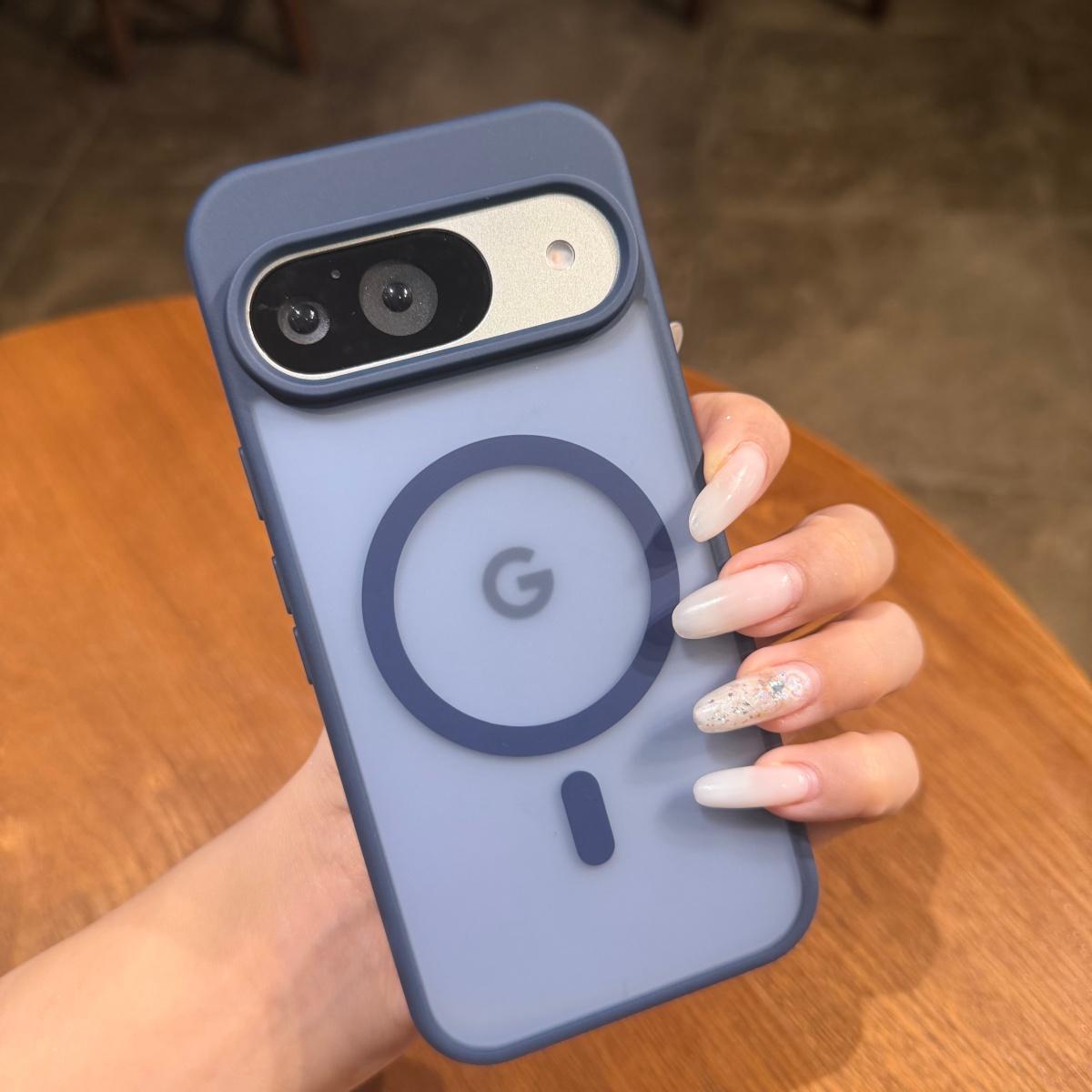 

Matte Translucent for Magsafe Magnetic Solid Color Phone Case for Google Pixel 10 9 ProXL Wireless Charge Shockproof Armor Cover Google Pixel 9 синий