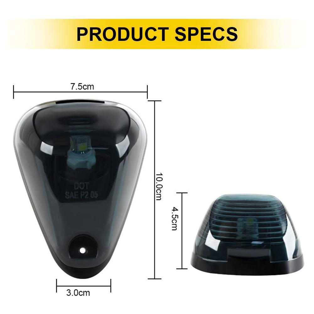 5PCS Cab Roof Marker Lights 10LED Amber Top Clearance Running Lights For Ford F-250 F-350 1999-2016 Super Duty Pickup Trucks SUV