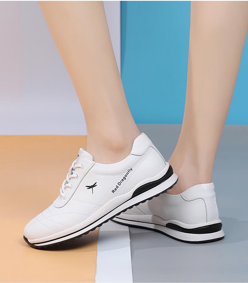 Red Dragonfly Women's Waterproof White Leather Casual Sports Shoes