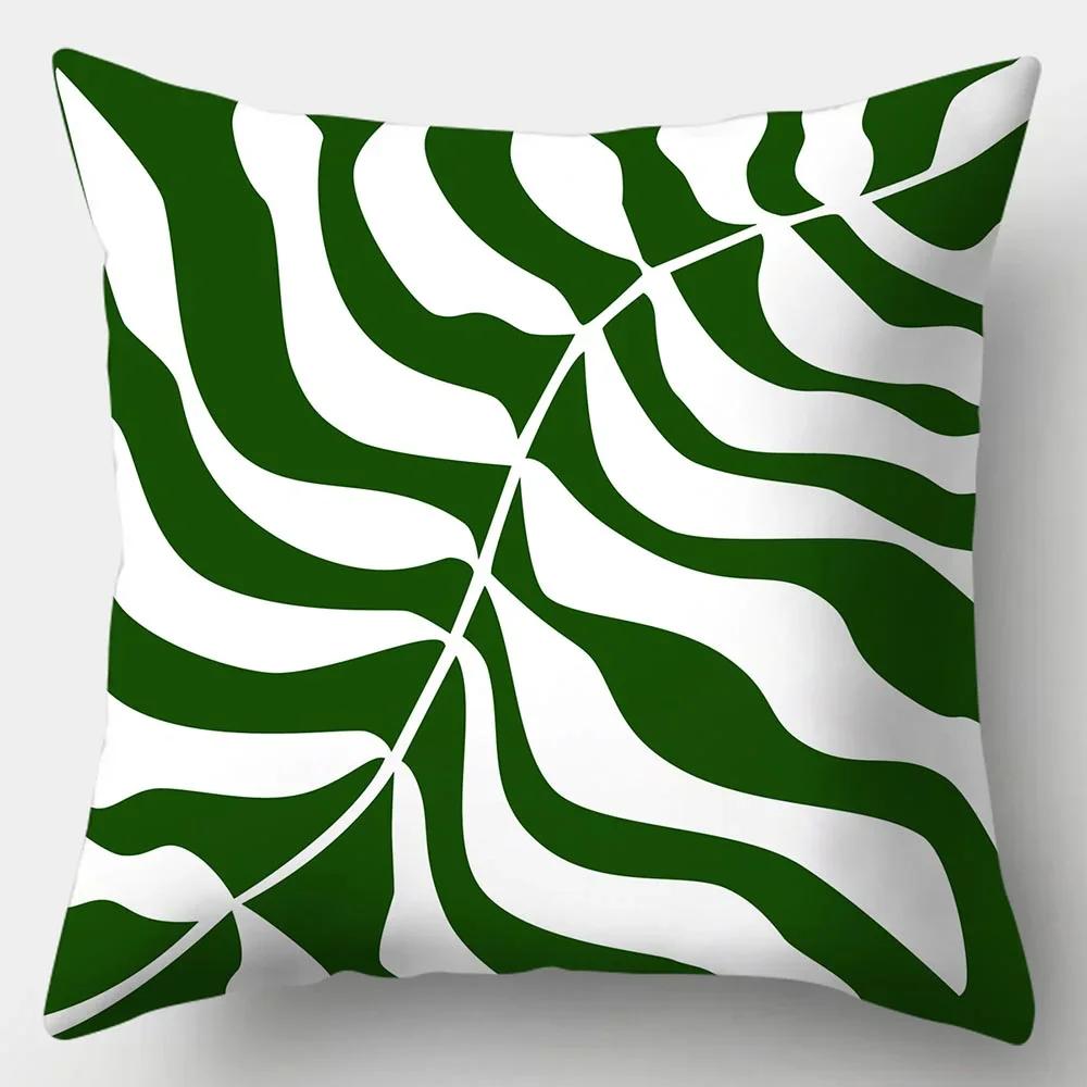 Home Decor Geometric & Leafy Patterned Digital Print Pattern Cushion Cover Suitable for Sofa Bedroom Car Pillow Cover