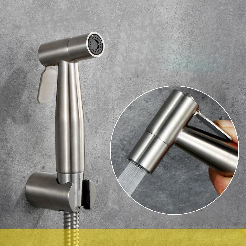 Nickle Brush Hand Held Toilet Bathroom Bidet Shower Head Spray Sprayer with Adjustable Pressure Shut-off Valve