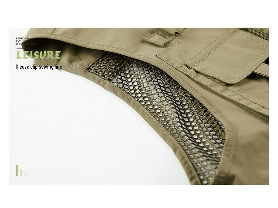 Men's Multi-Pocket Mesh Vest with Custom Logo & Embroidery for Fishing & Photography
