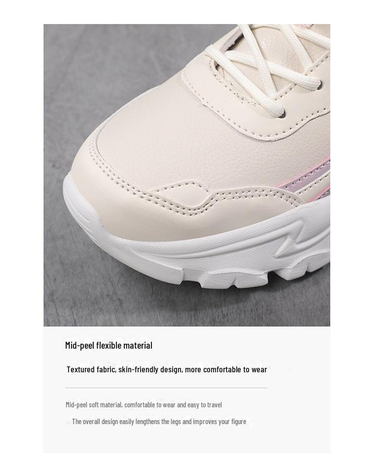 2021 Women's Large Size Comfortable Leather Casual Shoes with Elevated Thick Sole