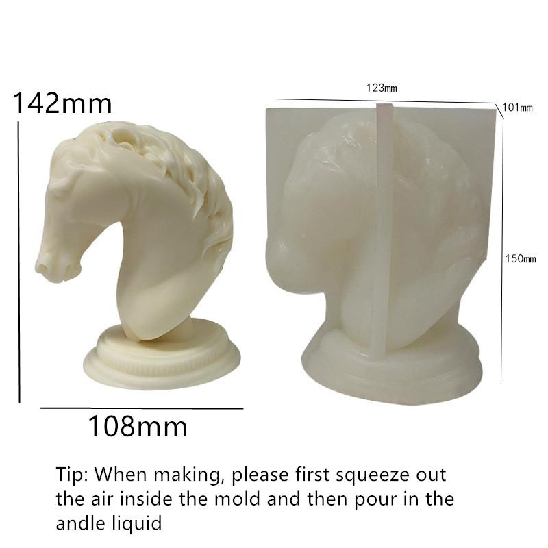 Horse Head Statue Candle Silicone Mold Bust Riding Sculpture Art Figurine Animal Poney Candle Mould