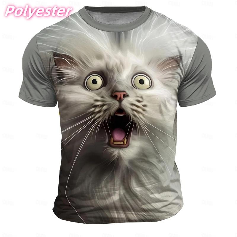 Love Dog Pattern T-Shirt For Men Fun Cat Cow 3D Printed Tees Summer Casual Loose Short Sleeve