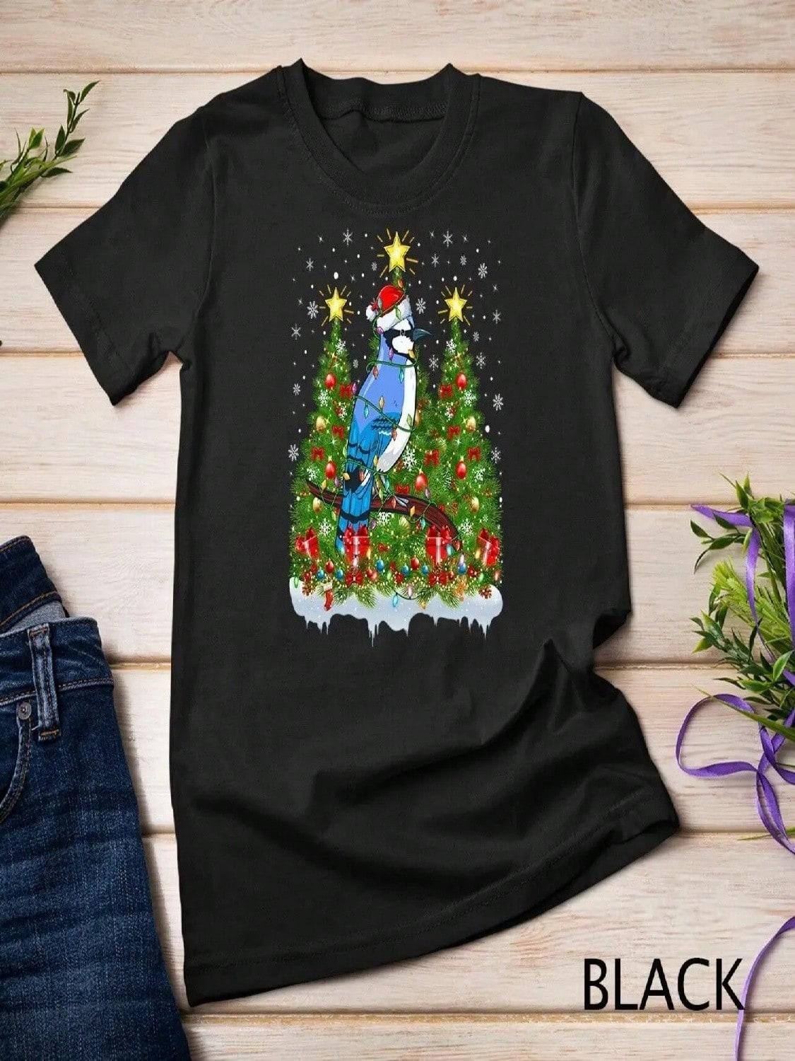 Blue Jay Bird Xmas Lights Santa Christmas Tree T Shirt S разноцветный