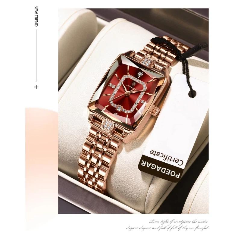 POEDAGAR High Quality Women Watch Waterproof Date Fashion Watches Luxury Stainless Steel Quartz Ladies Wristwatch