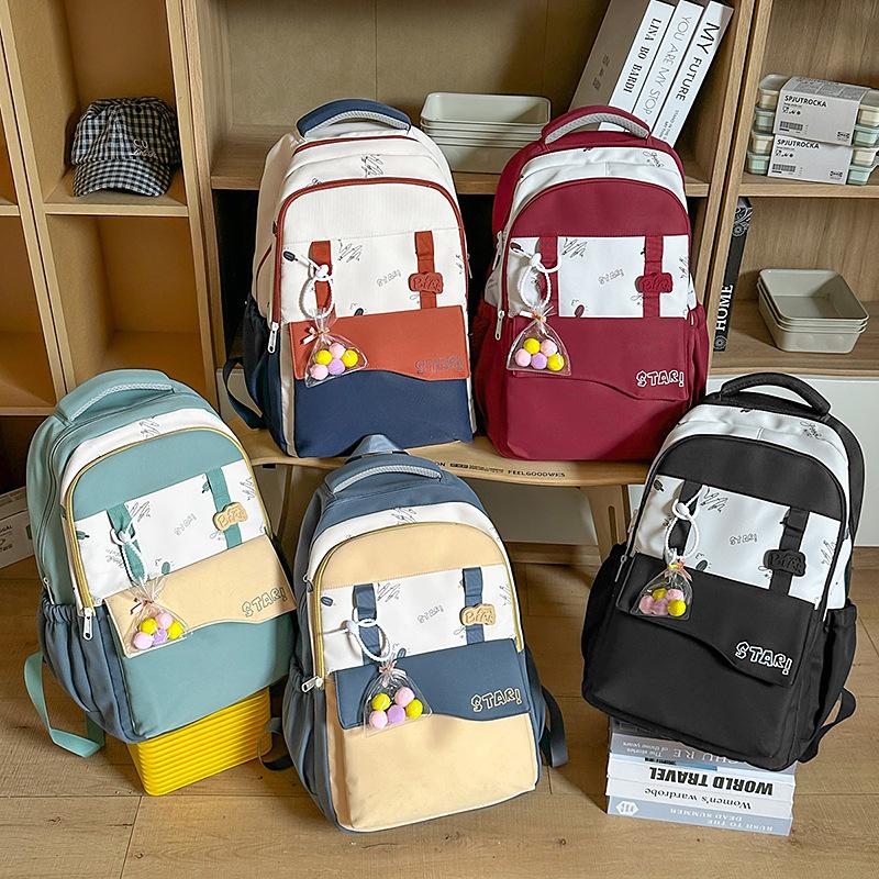 College style schoolbag for high school girls simple light travel backpack junior high school student large capacity casual student backpack
