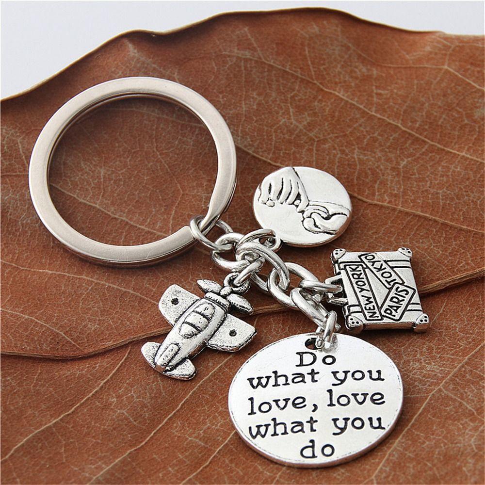 Metal No Matter Where Earth Airplane Keychains Travel Keyring Key Ring No Matter Where Pendant