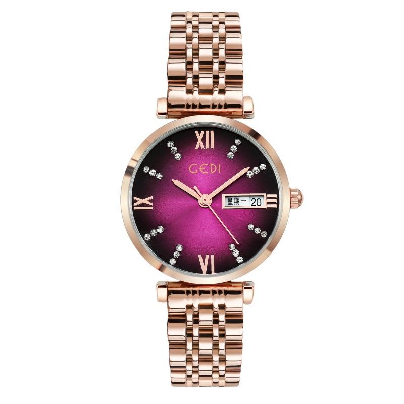 Light Luxury Not Steel Belt Women'S Watch Ultra-Thin Design Double Calendar Advanced Sense Waterproof Quartz Watch