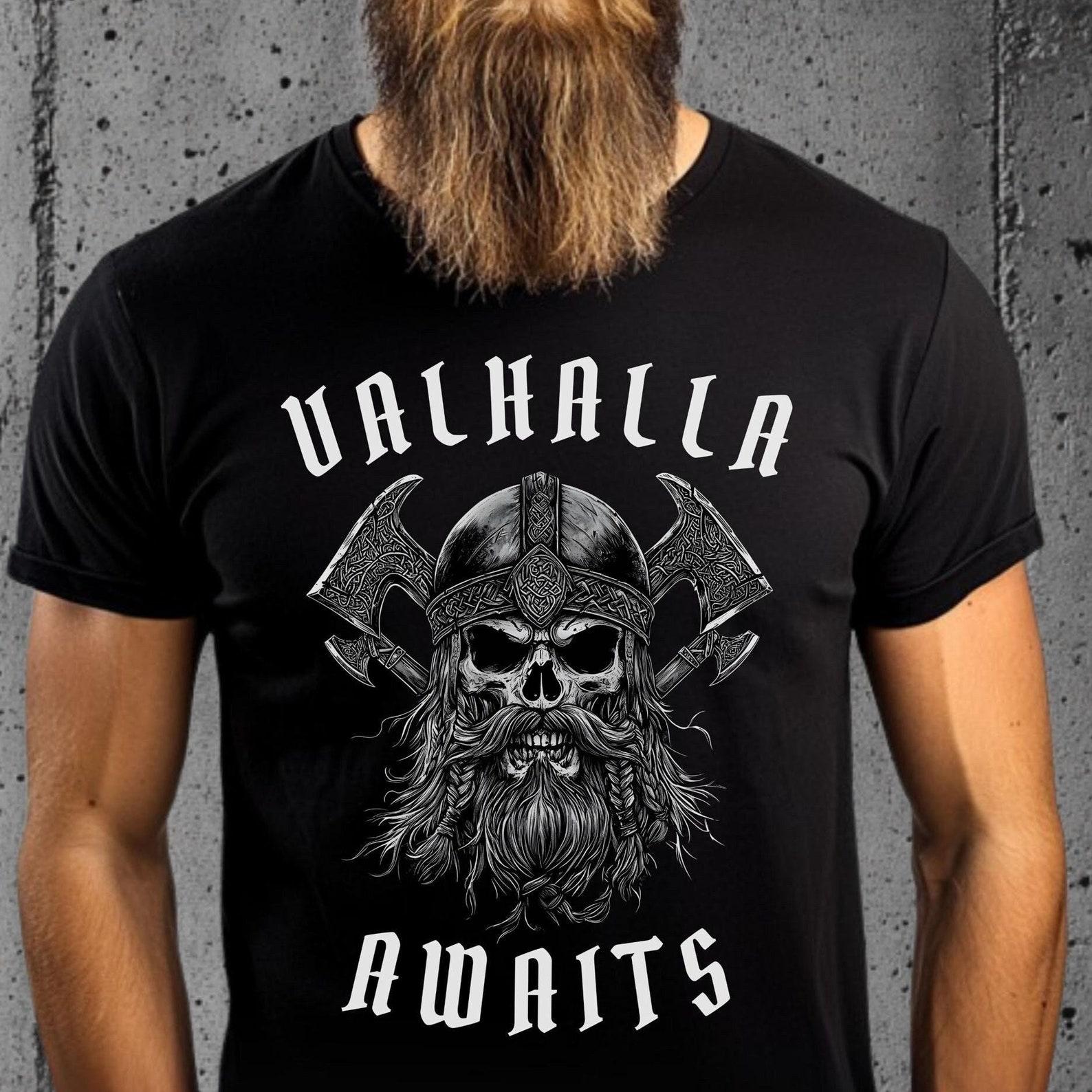Viking Skull Warrior T-Shirt: Norse Mythology Graphic Tee S